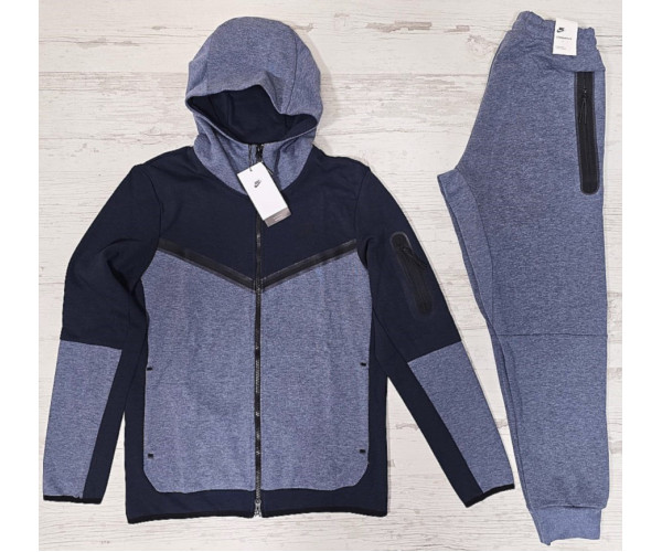  Мъжки спортен екип Nike Tracksuit Tech Fleece Grey Melanj Dark Blue